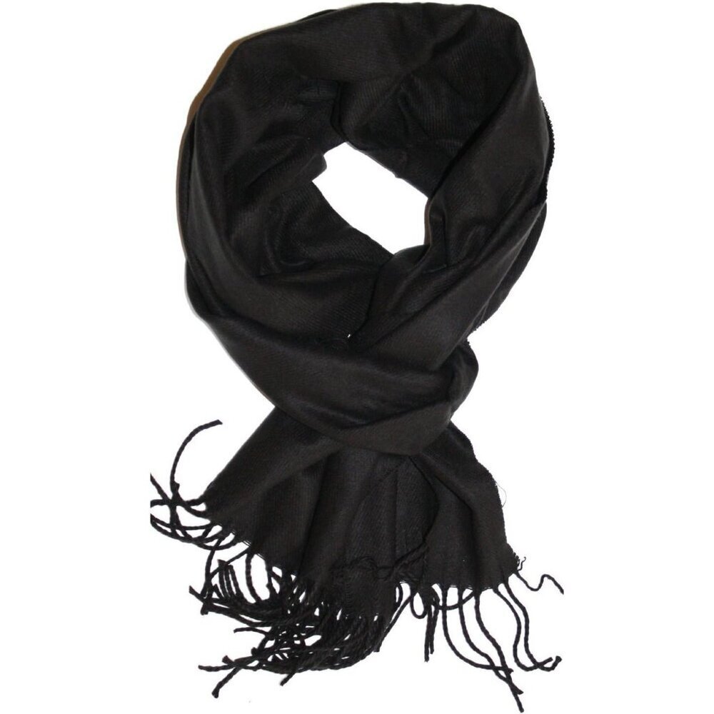 Women's Black Super Soft Classic Cashmere Feel Winter Scarf Outerwear